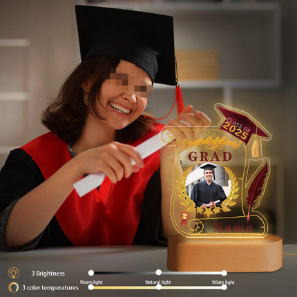 UUBAO Personalized Night Light Class of 2025 Graduation Gift for Junior High School College Teachers and Classmates(Maroon)