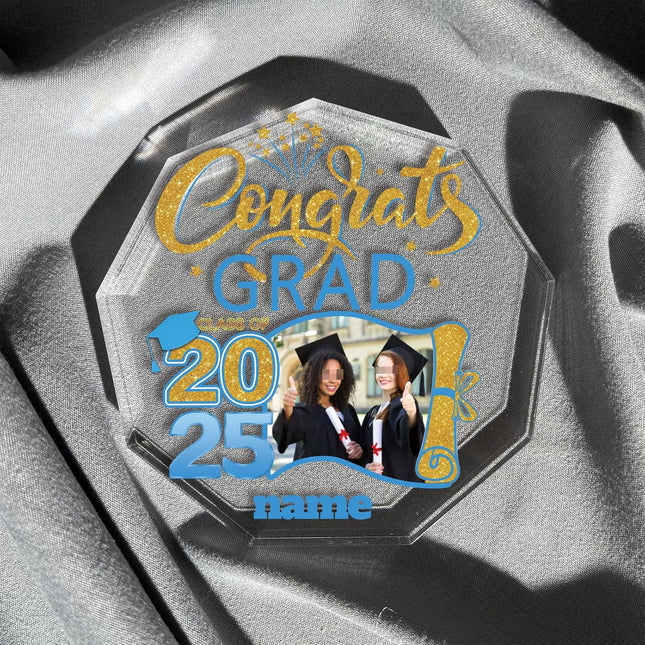 UUBAO Personalized Graduation Gift Class of 2025 Desk Paperweight Farewell Memorial Decorative Signs Plaques with Photo (Sky Blue)