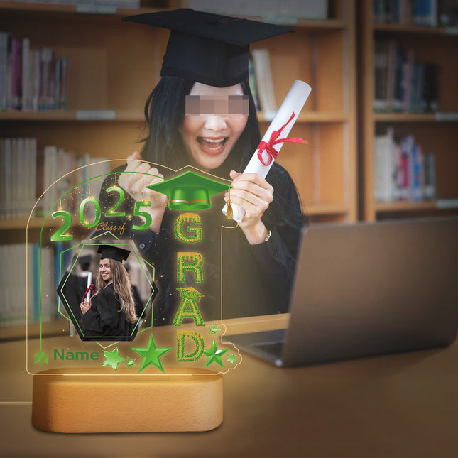 UUBAO Graduation Gifts Personalized Night Light Class of 2025 Custom Photo Name Gifts for Him Her Gifts for College, High School (Light Green)