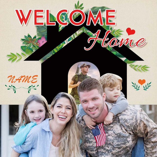 UUBAO Custom Welcome Home Banner Decoration, Yard Sign for Outdoor Decor, Military Homecoming Deployment Returning Party Supplies