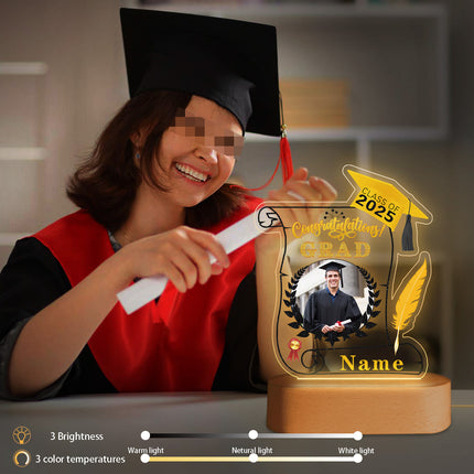 UUBAO Personalized Night Light Class of 2025 Graduation Gift for Junior High School College Teachers and Classmates(Yellow)