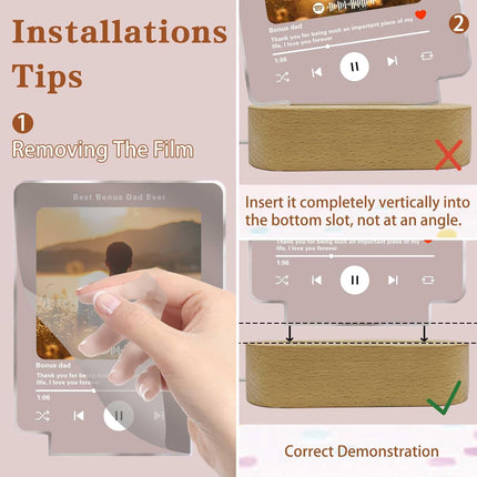 UUBAO Customized Acrylic LED Night Light Lamp Personalized Father's Day Gifts Custom Photo for Bonus Dad