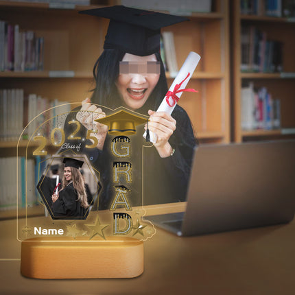 UUBAO Graduation Gifts Personalized Night Light Class of 2025 Custom Photo Name Gifts for Him Her Gifts for College, High School (Champagne)