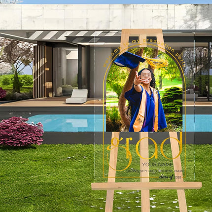 UUBAO Customized Welcome Sign for Graduation Party Personalized Acrylic Sign with Photo Name Class of 2025 Graduation Decor(Arch)