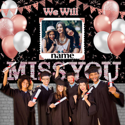 UUBAO Custom We Will Miss You Decorations Banner,Farewell Going Away Party Decorations for Anniversary Retirement Graduation Party(Rose Gold)