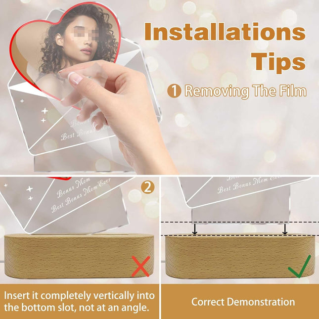 UUBAO Customized Acrylic Night Light Gifts Personalized Mother's Day Gifts Custom Photo for Bonus Mom