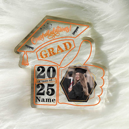 UUBAO Personalized Graduation Decorative Signs Plaques Class of 2024 Desk Paperweight Farewell Memorial Gift with Photo(Orange)