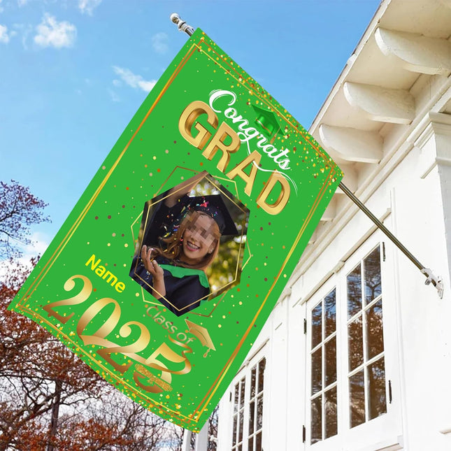 UUBAO Custom Graduation Garden Flag with Photo Class of 2025 Congrats Grad Double Sided Yard Flag Decorative Gifts (Light Green)