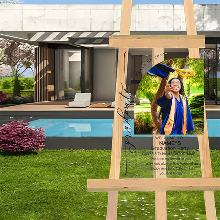 UUBAO Customized Welcome Sign for Graduation Party Personalized Acrylic Sign with Photo Name Class of 2025 Graduation Decor(Sector)