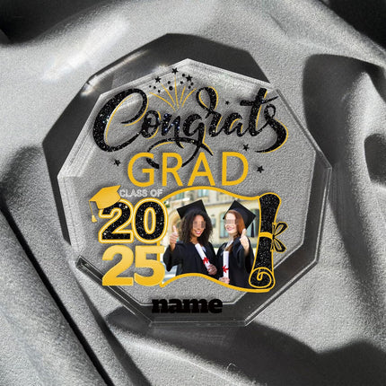 UUBAO Personalized Graduation Gift Class of 2025 Desk Paperweight Farewell Memorial Decorative Signs Plaques with Photo (Black and Gold)