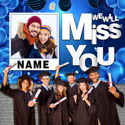 UUBAO Custom We Will Miss You Decorations Banner,Farewell Going Away Party Decorations for Anniversary Retirement Graduation Party(Navy Blue)