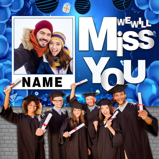 UUBAO Custom We Will Miss You Decorations Banner,Farewell Going Away Party Decorations for Anniversary Retirement Graduation Party(Navy Blue)