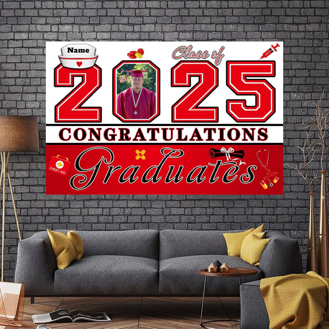 UUBAO Custom Nurse/Medical Students Graduation Party Decorations 2025 Personalization Congrats Grad Backdrop Banner