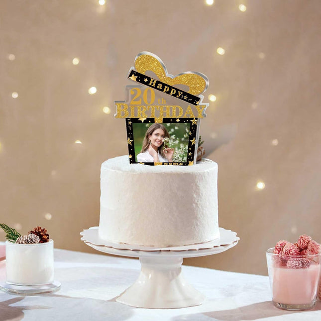 UUBAO Customized Birthday Gift Acrylic Plaque Custom Picture Crystal Desktop Keepsake Gift Birthday Decorations(Yellow)