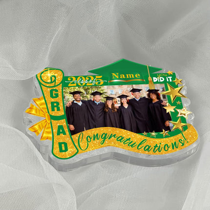 UUBAO Customized Graduation Plaque with Photo Crystal Desktop Keepsake Gift (Dark Green)