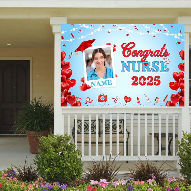 UUBAO Custom Nurse/Medical Students Graduation Party Decorations 2025 Personalization Congrats Grad Backdrop Banner
