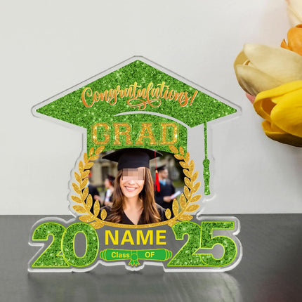 UUBAO Customized Graduation Plaque with Photo Crystal Desktop Keepsake Gift (Light Green)