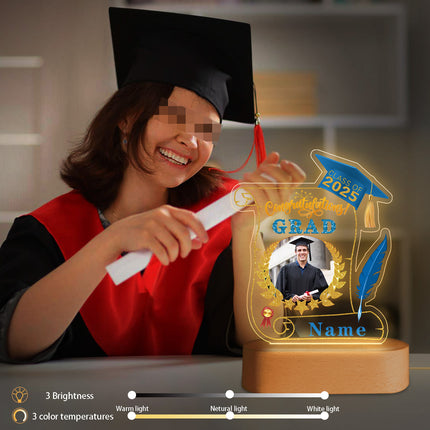 UUBAO Personalized Night Light Class of 2025 Graduation Gift for Junior High School College Teachers and Classmates(Sky Blue)