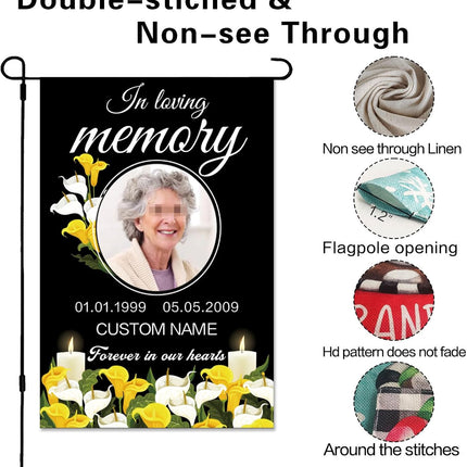 UUBAO Custom Memorial Funeral Flags - Personalized and Customized Burlap Flags for Memorial and Funeral Decoration