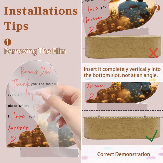 UUBAO Customized Acrylic Night Light Gifts Personalized Father's Day Gifts Acrylic LED Gifts for Bonus Dad