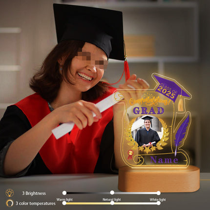 UUBAO Personalized Night Light Class of 2025 Graduation Gift for Junior High School College Teachers and Classmates(Purple)