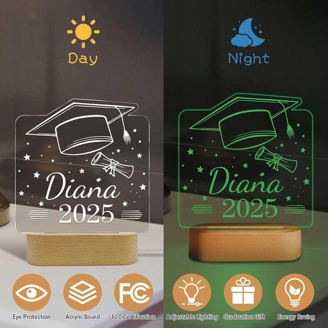 UUBAO Personalized Graduation Lamp Gifts for Her or Him Class of 2025 Custom Name College & Year Congrats Grad 3D Illusion Night Light Decoration for High School Graduation or University (Scroll)