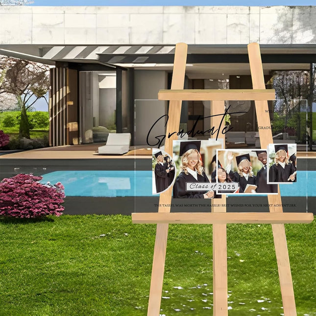 UUBAO Customized Welcome Sign for Graduation Party Personalized Acrylic Sign with Photo Name Class of 2025 Graduation Decor(Multiple Photos)