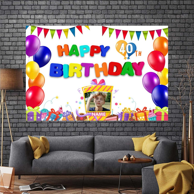 UUBAO Custom Colorful Happy Birthday Decoration Banner Personalized with Photos and Names