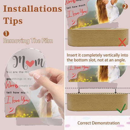 UUBAO Custom Acrylic Night Light Gifts Personalized Mother's Day Gifts Custom Photo for Mom