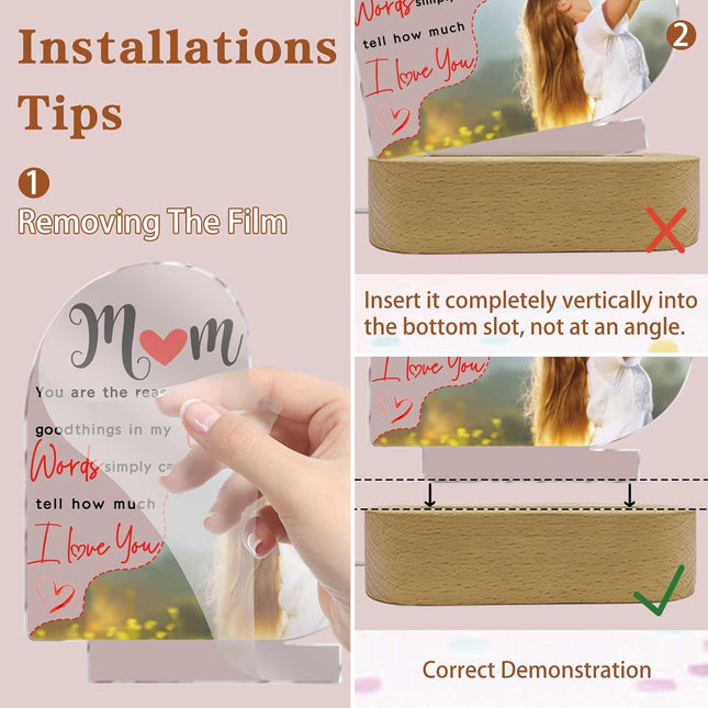 UUBAO Custom Acrylic Night Light Gifts Personalized Mother's Day Gifts Custom Photo for Mom