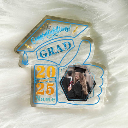 UUBAO Personalized Graduation Decorative Signs Plaques Class of 2024 Desk Paperweight Farewell Memorial Gift with Photo(Sky Blue)