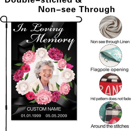 UUBAO Custom Memorial Funeral Flags - Personalized and Customized Burlap Flags for Memorial and Funeral Decoration