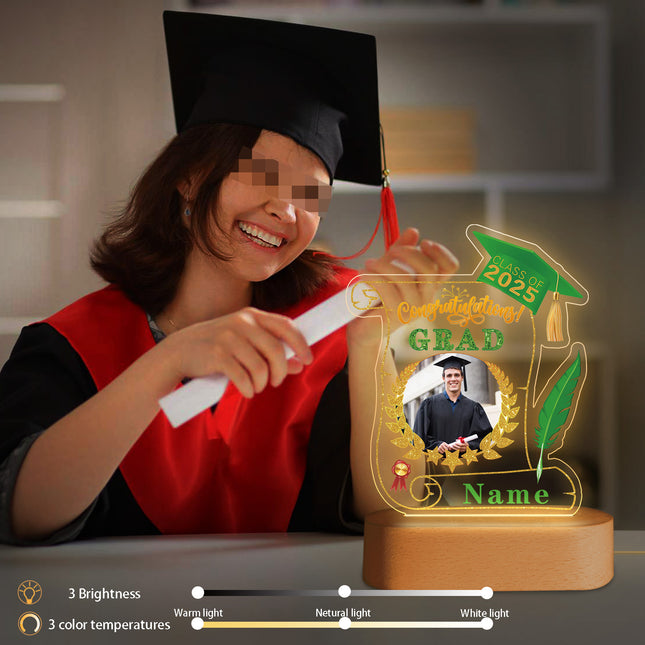 UUBAO Personalized Night Light Class of 2025 Graduation Gift for Junior High School College Teachers and Classmates(Light Green)