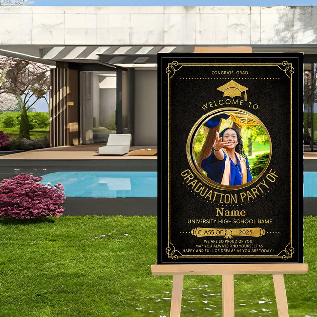 UUBAO Customized Welcome Sign for Graduation Party Personalized Acrylic Sign with Photo Name Class of 2025 Graduation Decor(Book)