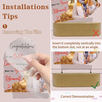 UUBAO Customized Acrylic Night Light Gifts Personalized Acrylic LED Night Light Lamp Anniversary Custom Photo Gifts for Retiree