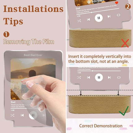 UUBAO Customized Acrylic LED Night Light Lamp Personalized Father's Day Gifts Custom Photo Gifts for Dad