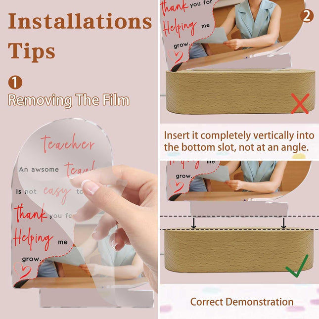 UUBAO Customized Acrylic Night Light Gifts Personalized Lamp Anniversary Custom Photo Gifts for Teacher