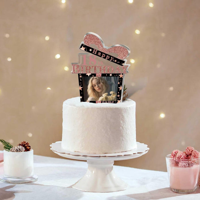 UUBAO Customized Birthday Gift Acrylic Plaque Custom Picture Crystal Desktop Keepsake Gift Birthday Decorations(Pink)