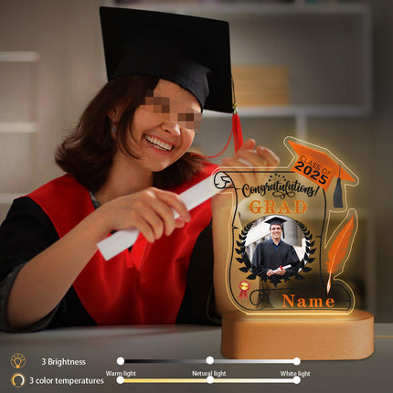UUBAO Personalized Night Light Class of 2025 Graduation Gift for Junior High School College Teachers and Classmates(Orange)