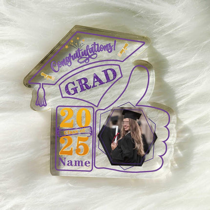 UUBAO Personalized Graduation Decorative Signs Plaques Class of 2024 Desk Paperweight Farewell Memorial Gift with Photo(Purple)