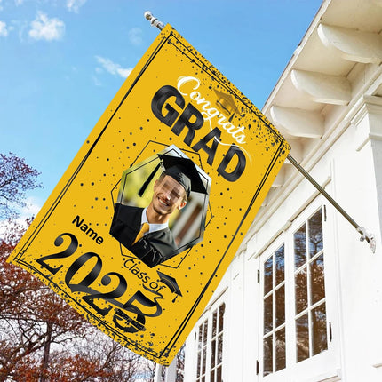 UUBAO Custom Graduation Garden Flag with Photo Class of 2025 Congrats Grad Double Sided Yard Flag Decorative Gifts (Yellow)