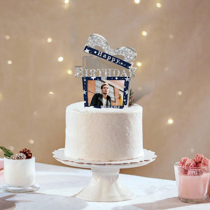 UUBAO Customized Birthday Gift Acrylic Plaque Custom Picture Crystal Desktop Keepsake Gift Birthday Decorations(Blue)