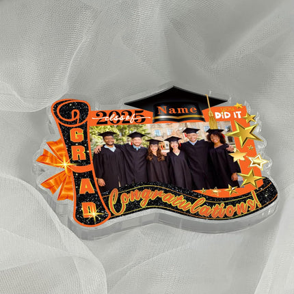 UUBAO Customized Graduation Plaque with Photo Crystal Desktop Keepsake Gift (Orange)