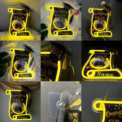 UUBAO Custom Graduation Gift LED Neon Signs Class of 2025 Personalized Photo Congrats Grad USB Powered (Pink)