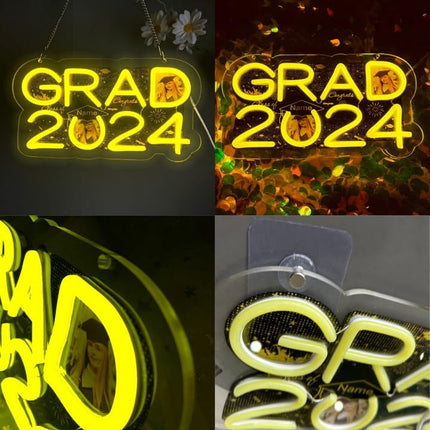 UUBAO Personalized Graduation Gift Neon Signs Congrats Grad LED Light Signs with Photo 2025 Party Backdrop Light Sign Decor (Black and Gold)