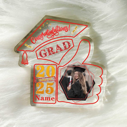 UUBAO Personalized Graduation Decorative Signs Plaques Class of 2024 Desk Paperweight Farewell Memorial Gift with Photo(Red)