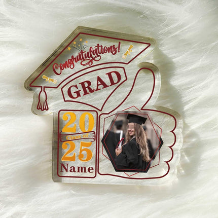 UUBAO Personalized Graduation Decorative Signs Plaques Class of 2024 Desk Paperweight Farewell Memorial Gift with Photo(Maroon)