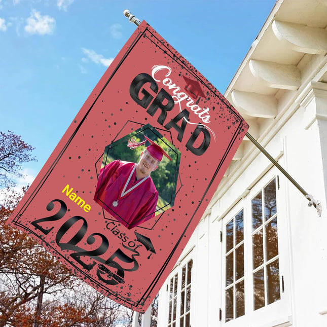 UUBAO Custom Graduation Garden Flag with Photo Class of 2025 Congrats Grad Double Sided Yard Flag Decorative Gifts (Pink)
