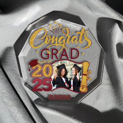 UUBAO Personalized Graduation Gift Class of 2025 Desk Paperweight Farewell Memorial Decorative Signs Plaques with Photo (Maroon)