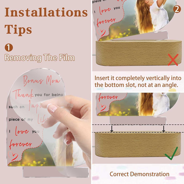 UUBAO Customized Acrylic Night Light Gifts Personalized Mother's Day Gifts Custom Photo for Bonus Mom